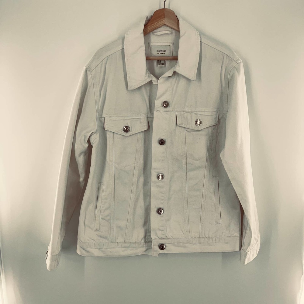 Forever 21 Jean Jacket White Size M